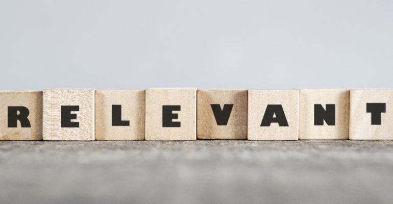 the word relevant spelled in blocks