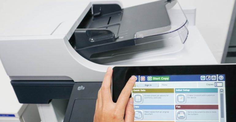 multifunction printer touch screen in use