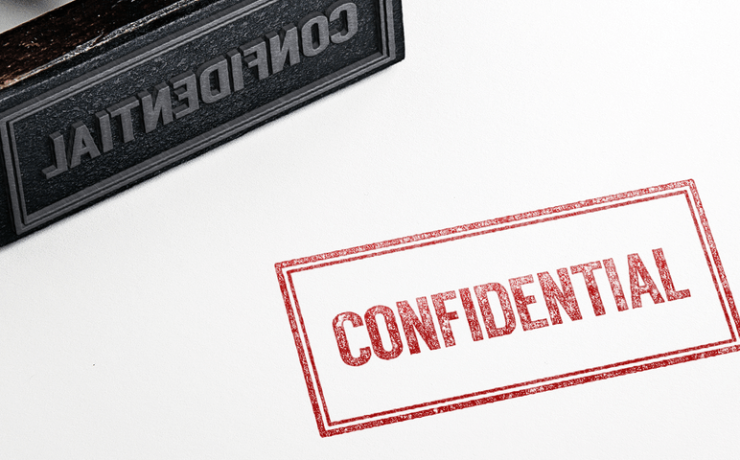 Rubber stamping that says confidential