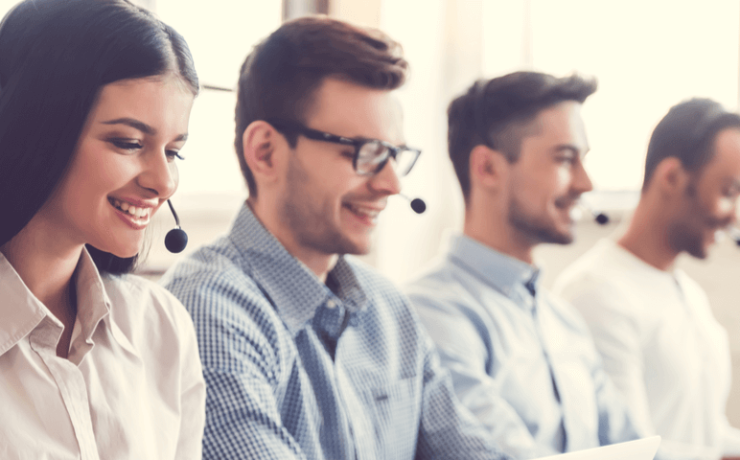 IT services providers talking on headsets