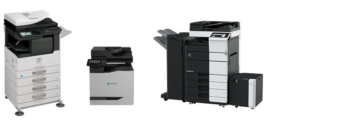Sharp, Lexmarm, and Konica Minolta multifunction printers