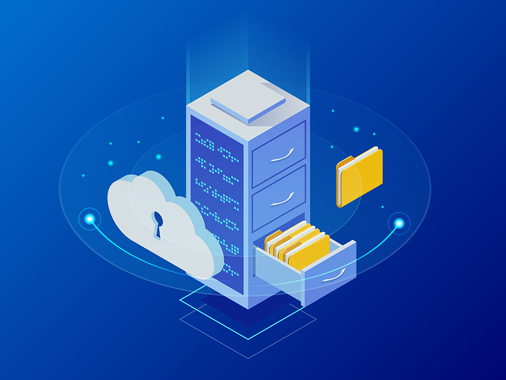 Illustration of filing cabinet in a secure cloud computing environment