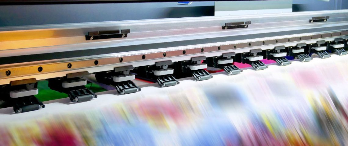 Close up of project being created on large inkjet printer