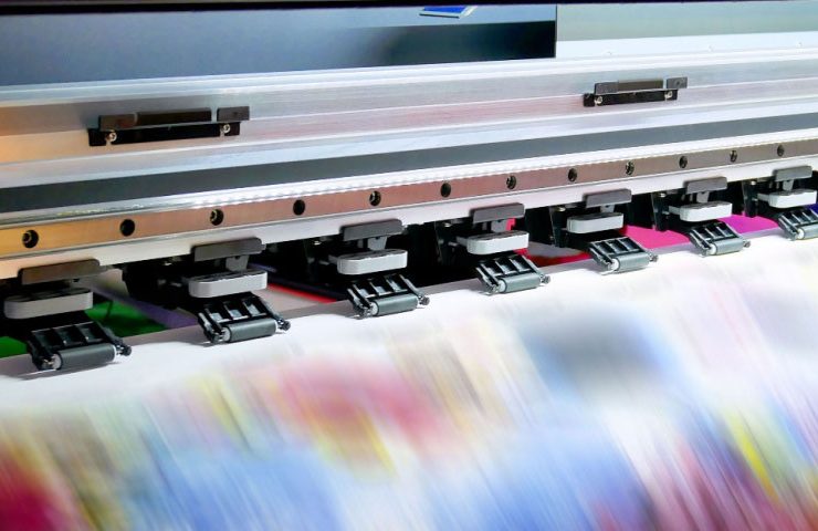 Close up of project being created on large inkjet printer