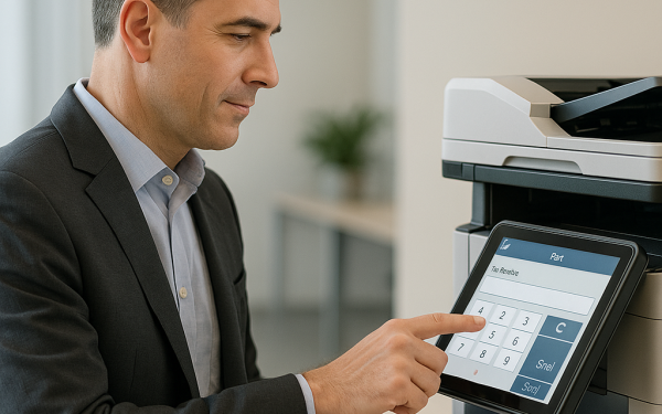 fax Man faxing a document