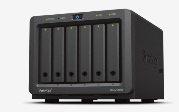 Synology Nas Synology NAS backup device with multiple drive bays for business data protection.