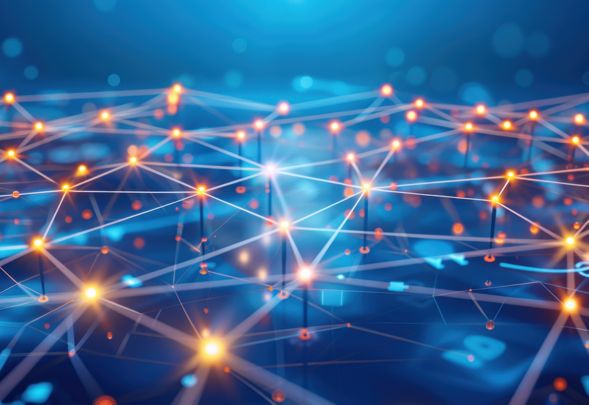 Abstract illustration of network design connecting business systems and devices