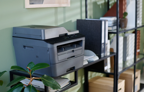 Desktop printer representing toner replenishment services.
