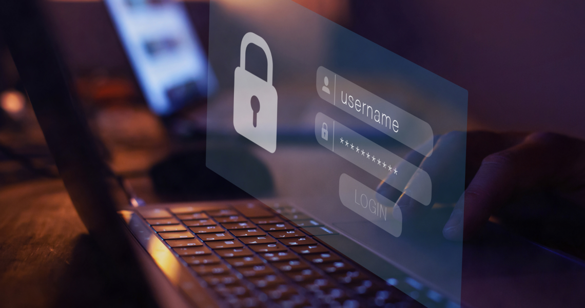 Secure 3D login screen representing a secure network.