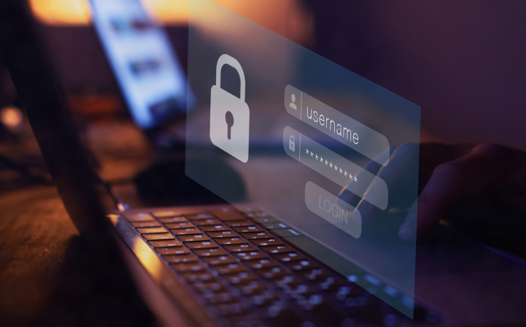 Secure 3D login screen representing a secure network.